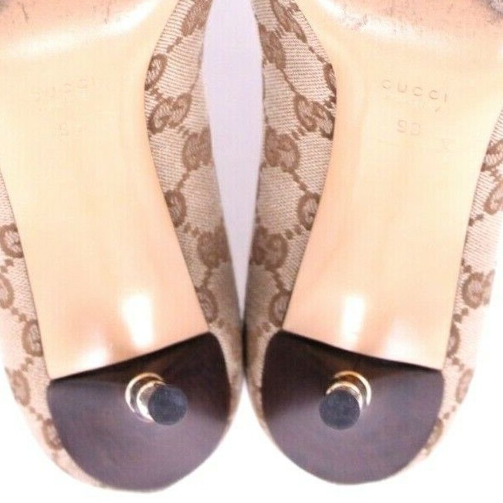 Very Rare Gucci~GG Monogram Bamboo Pointy Toe Heels 8.5-9 - Picture 5 of 8